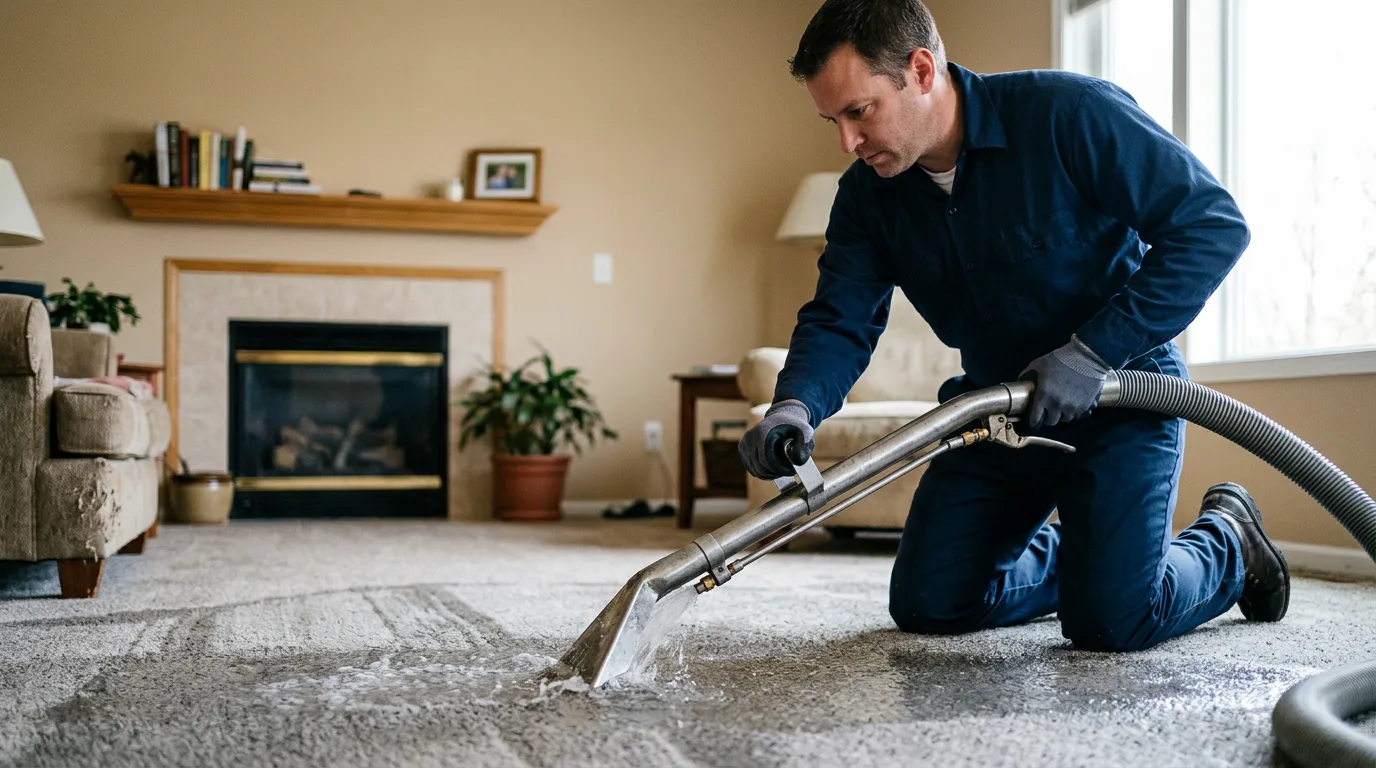 Water damage restoration technician working near Mascot, TN